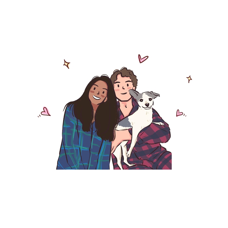 Portrait de couple personnalisé dessiné à la main, caricature d'anime de dessin animé non IA, famille, anniversaire personnalisé, fête des pères, vacances, cadeau numérique image 19