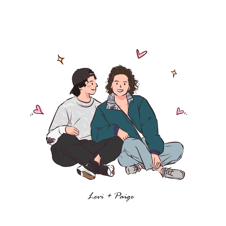 Portrait de couple personnalisé dessiné à la main, caricature d'anime de dessin animé non IA, famille, anniversaire personnalisé, fête des pères, vacances, cadeau numérique image 15