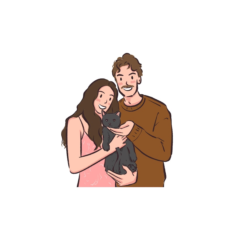Portrait de couple personnalisé dessiné à la main, caricature d'anime de dessin animé non IA, famille, anniversaire personnalisé, fête des pères, vacances, cadeau numérique image 20