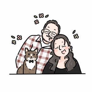 Digital Custom Family Portrait, Cute Couple Portrait Drawing, Couple gift, Custom illustration, Mother's Day Gift image 6