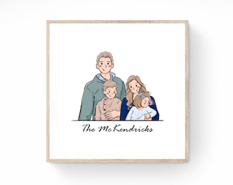 Digital Hand-drawn, Custom Couple Portrait, Cute Anime Caricature, Korean Style, Family, Anniversary/Wedding, Halloween, Thanksgiving Gift