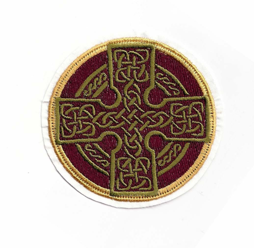 Iron On Round Embroidered Celtic Cross Circle Raggy Patch In Etsy