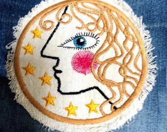 BOHO Hippie kantha style Head Patch embroidered sew -on Raggy patches in