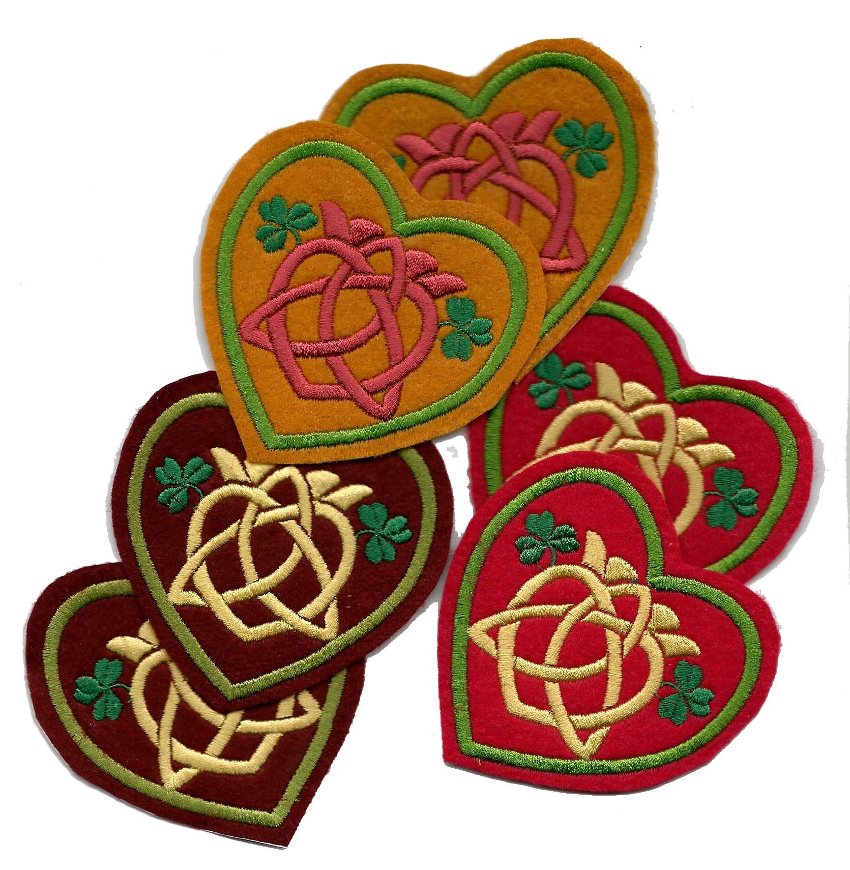 Vintage Style Embroidered Celtic Heart Knot felt iron on patch