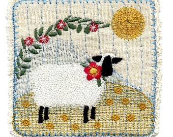 BOHO Hippie kantha style country Sheep Patch embroidered sew -on Raggy patches in