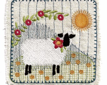 BOHO Hippie kantha style country Sheep Patch embroidered sew -on Raggy patches in