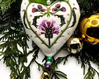Scots Thistle Heart Decoration