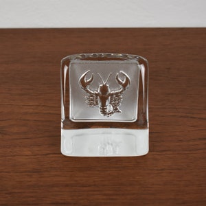 Paul Isling for Nybro, Sweden, Cancer / Crab Zodiac glass paperweight or bookend