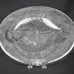 Goran and Ann Warff for Kosta Boda, Sweden, oval Flounder fish platter - Party Marina series - 1980s