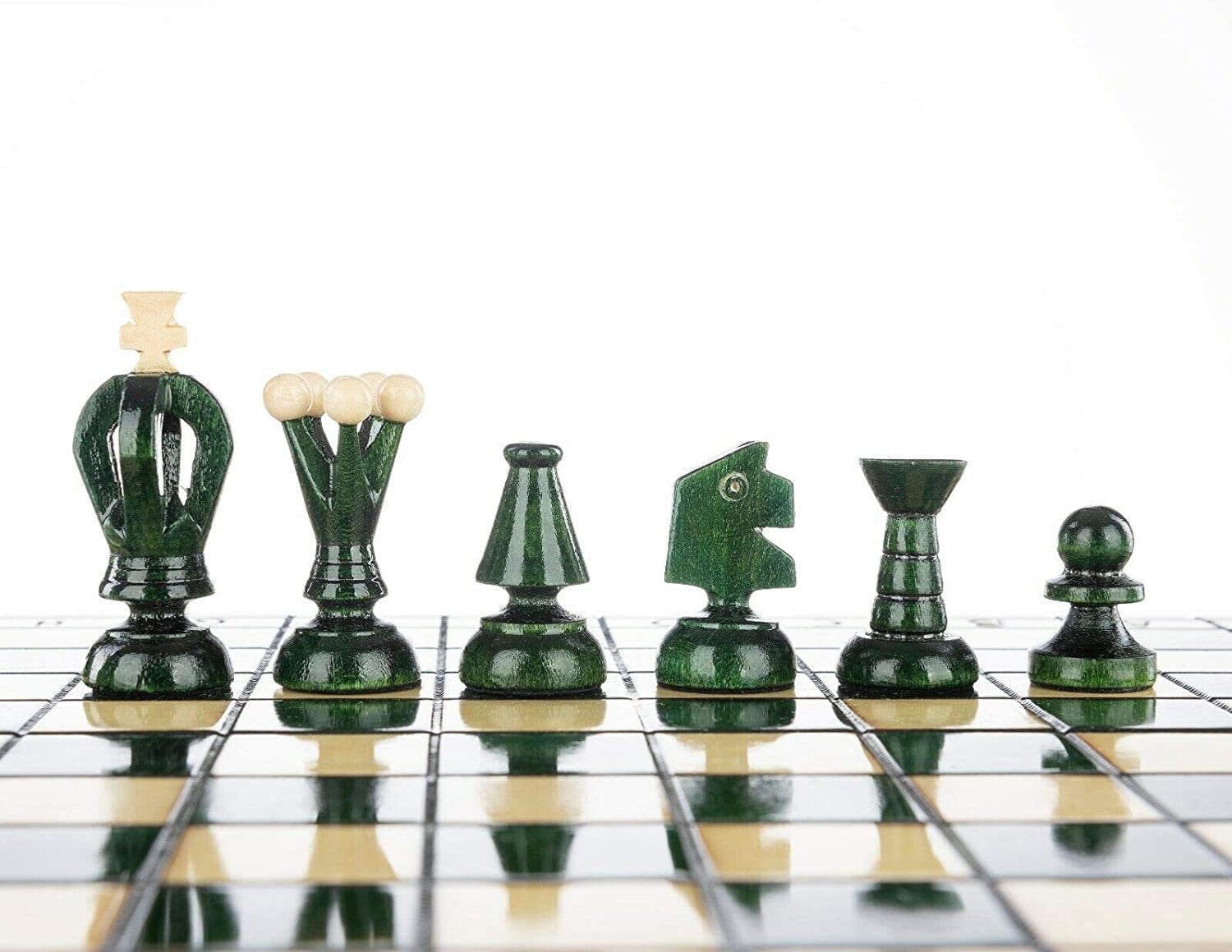 Medium Wooden Chess Set In Green color 12.2 x Etsy