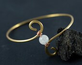 Brass Bracelet, Bangle, Brass Wire, Gemstone Bracelet, Boho Jewelry, Bohemian, Gift For Her, Men, Bracelet Femme, Homme, Birtday Gift
