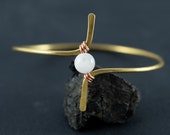 Brass Bracelet, Bangle, Brass Wire, Gemstone Bracelet, Boho Jewelry, Bohemian, Gift For Her, Men, Bracelet Femme, Homme, Birtday Gift