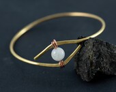 Brass Bracelet, Bangle, Brass Wire, Gemstone Bracelet, Boho Jewelry, Bohemian, Gift For Her, Men, Bracelet Femme, Homme, Birtday Gift