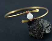 Brass Bracelet, Bangle, Brass Wire, Gemstone Bracelet, Boho Jewelry, Bohemian, Gift For Her, Men, Bracelet Femme, Homme, Birtday Gift