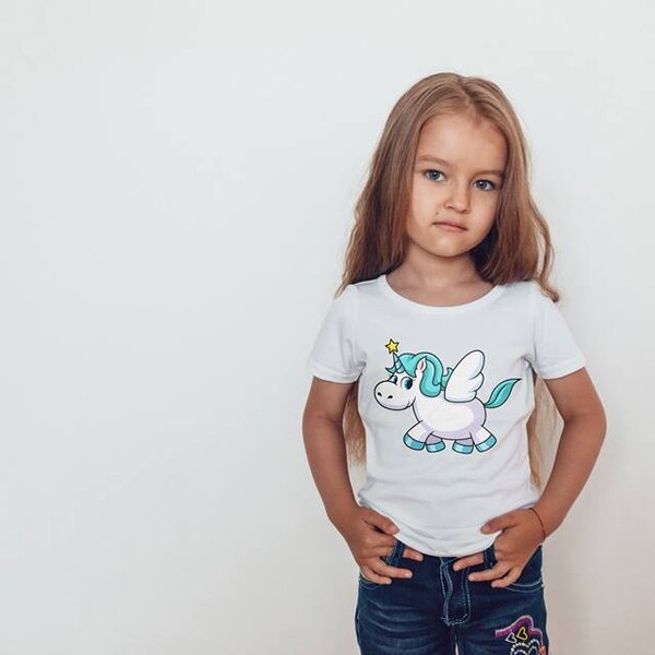 Nautinati Girls' Cotton Unicorn Printed Cropped T-shirt