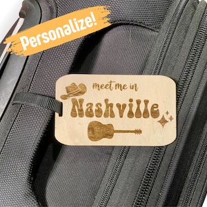 Luggage Tag, Personalized Luggage Tag, Nashville Bachelorette Party Destination Travel Gifts, Bridesmaid Gift, Wood Engraved & Customizable