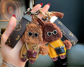 Handmade Poodle Bag Charm Ornament Pendant Clip Dog Keychain 