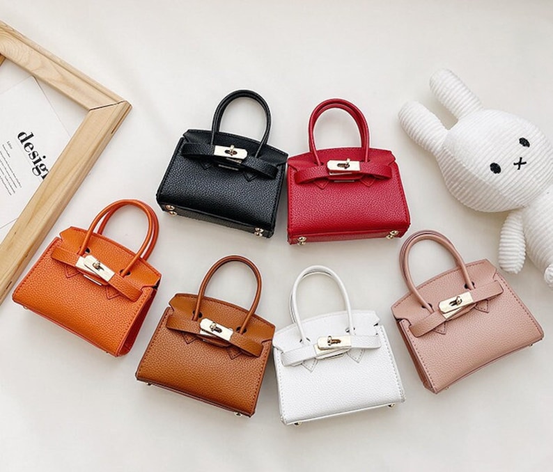 Handmade Mini Birkin Purse Bag PU Leather Handbag W/ Top Etsy