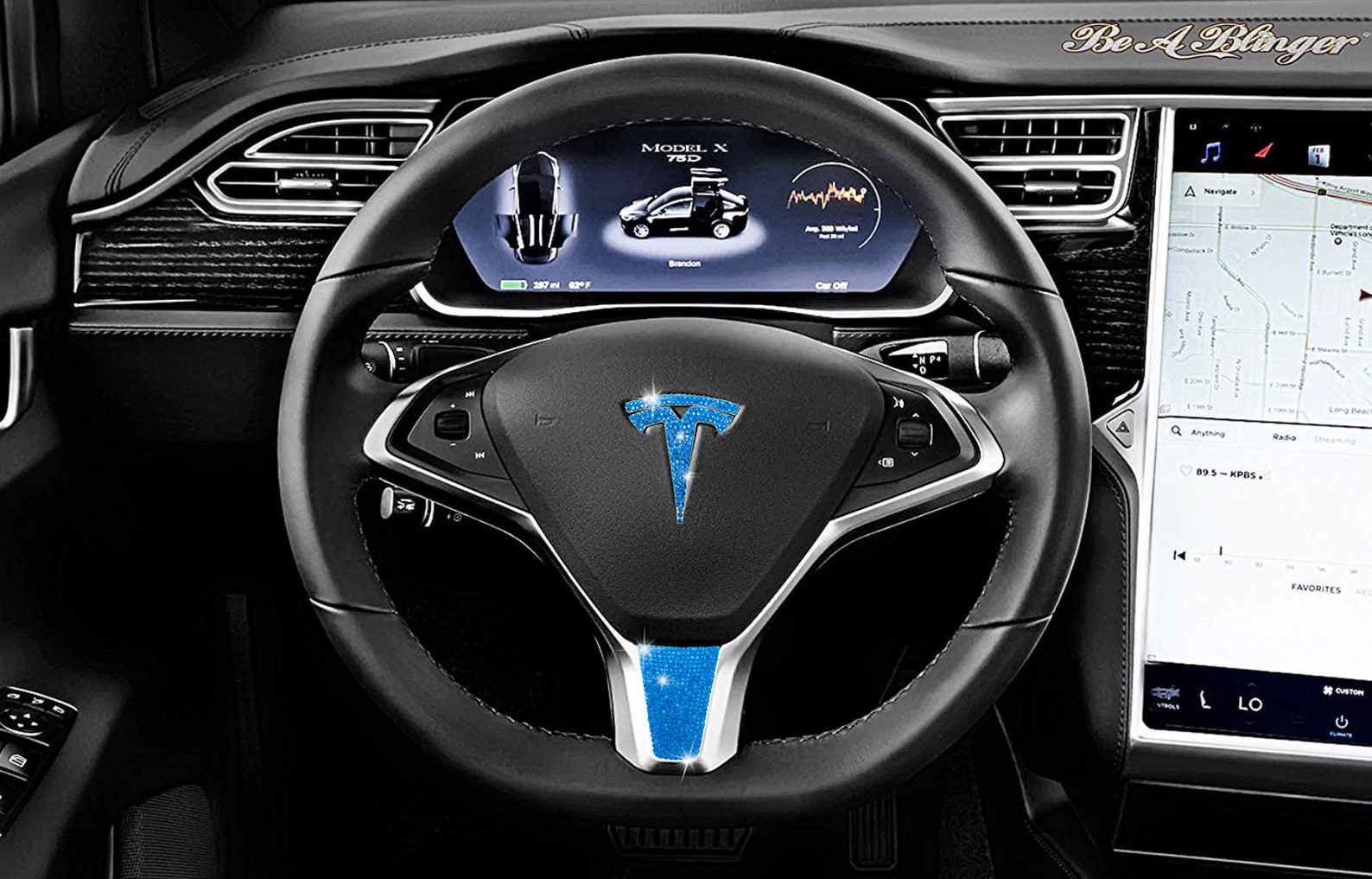Tesla Model X Steering Wheel Accessory Crystal Badge Bling T Etsy