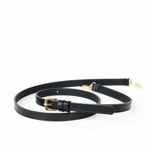 Black Leather Cross Body Strap 12 mm Adjustable Strap replacement for black leather bags and others