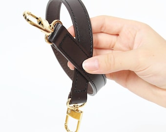 Dark Brown Leather Shoulder Strap Replacement with Gold Hardware - 20mm Wide