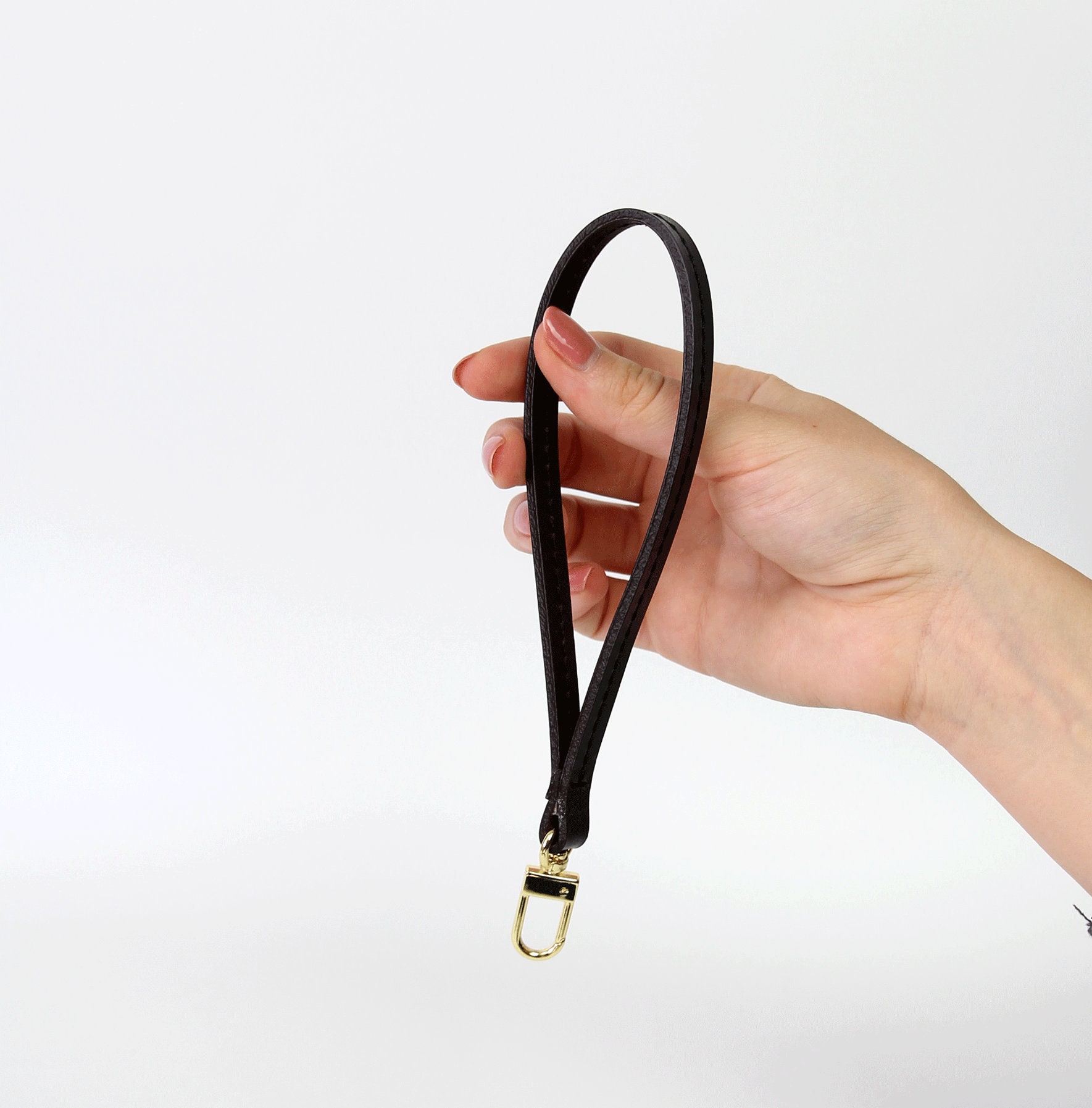 Black Leather Wristlet Strap replacement for Louis Vuitton -  Polska
