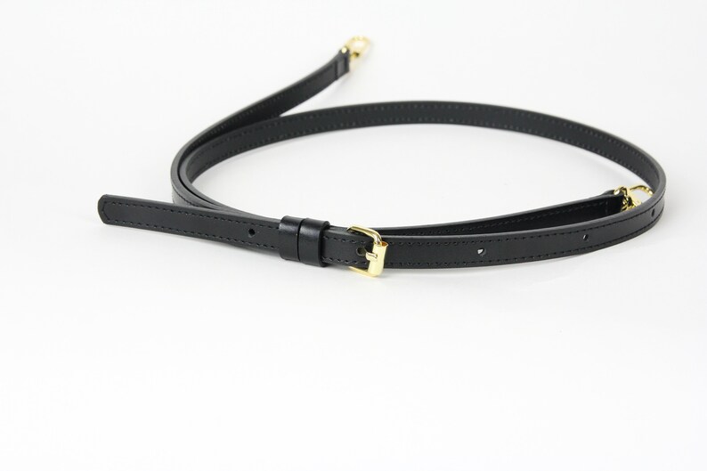 Black Leather Cross Body Strap 12 Mm Adjustable Strap Etsy