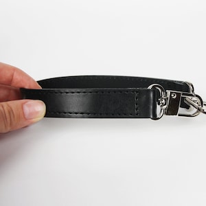 Black Handle Strap replacement for bags - Black leather Silver hardware 37x2 cm