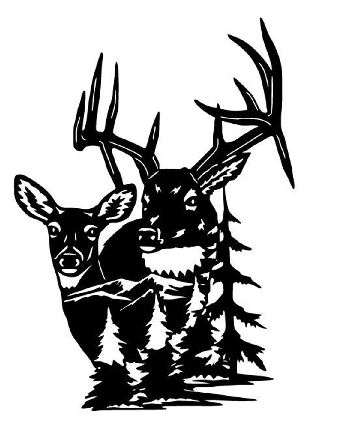 Metal Deer With Mountain and Woods Scene Metal Cutout Etsy