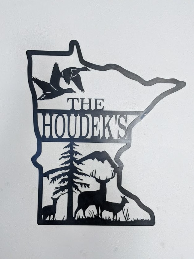 Minnesota State Shaped Deer and Duck Custom Metal Cutout - Etsy