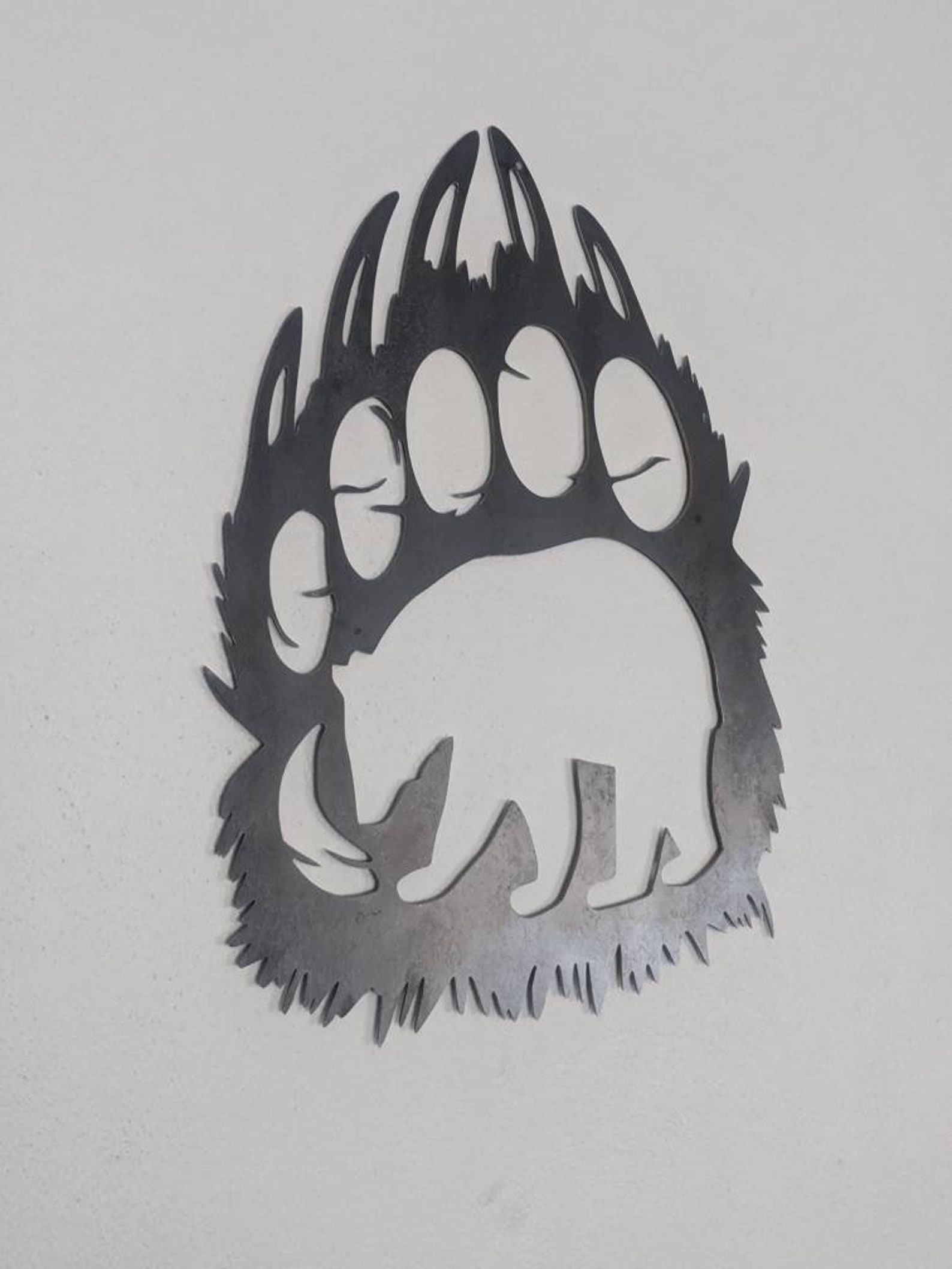 Metal Bear Paw Wall Hanging Etsy