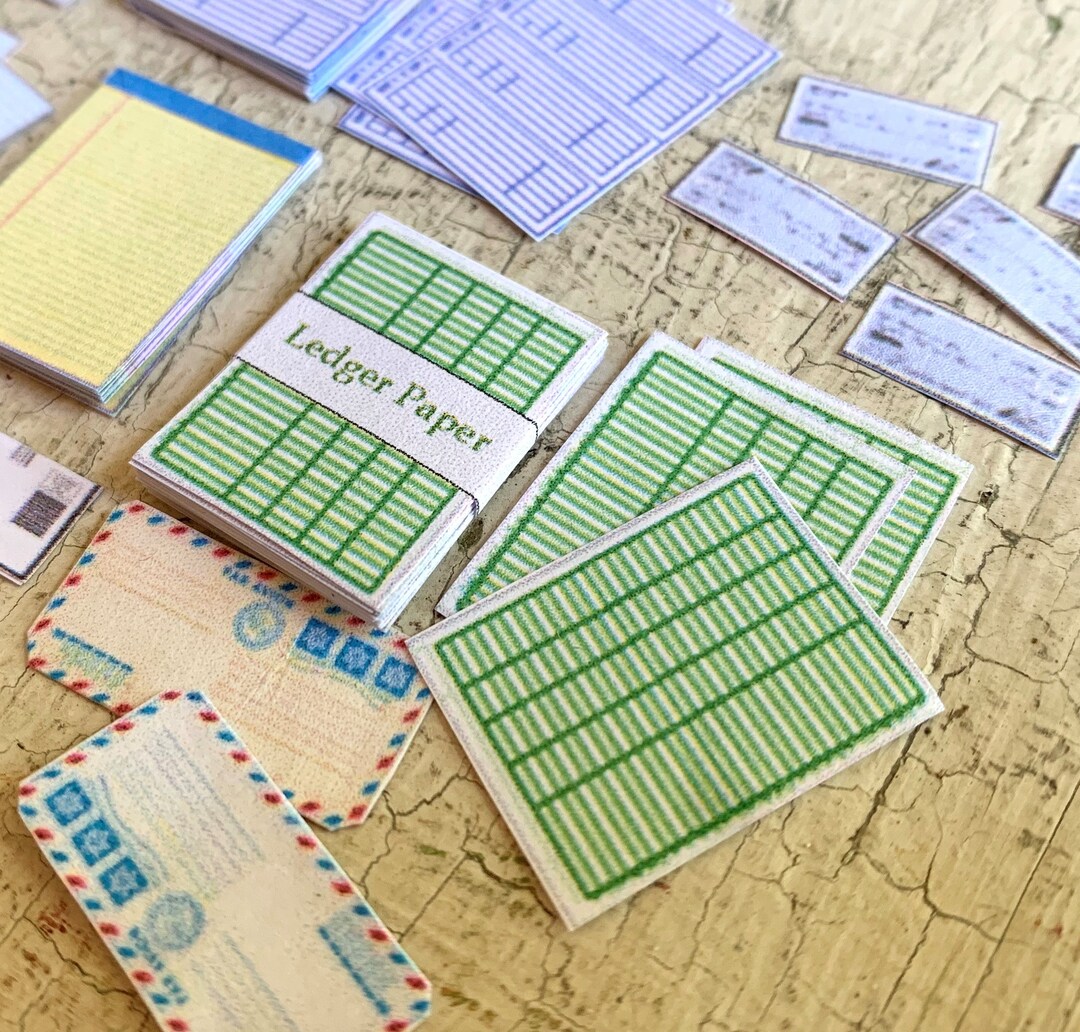 Printable Miniature Ledger for Dollhouse Office or Miniature Desk DIY Dollhouse Accessories for ...