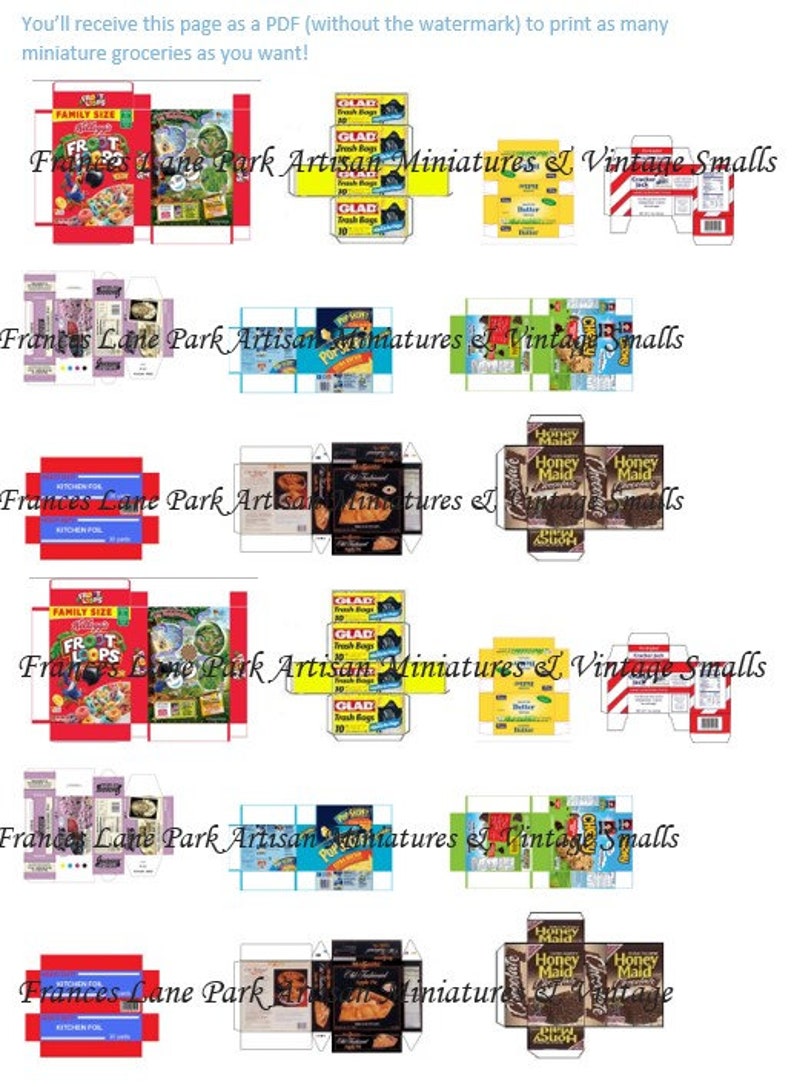 Printable Miniature Groceries DIY Dollhouse Accessories for | Etsy