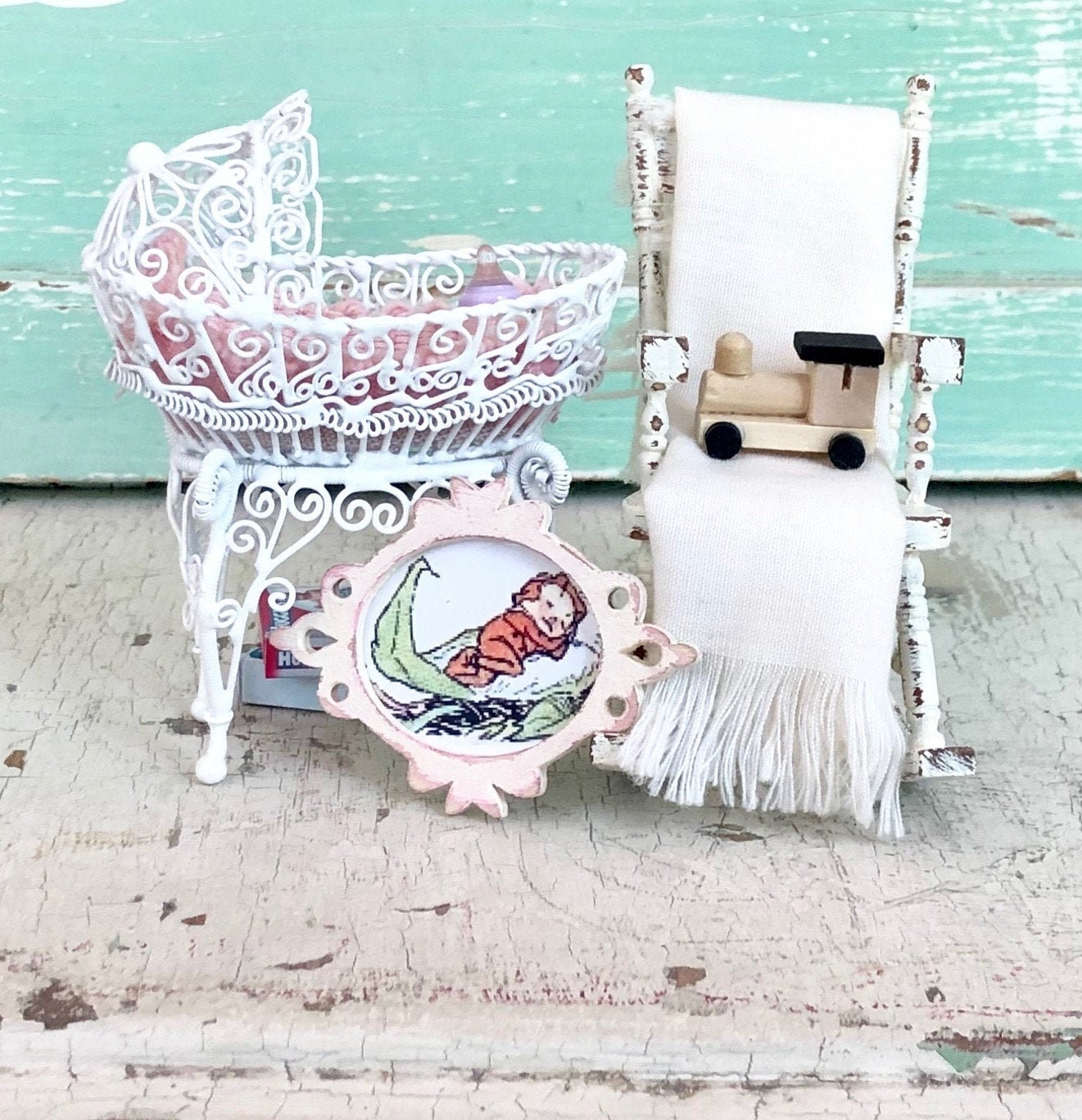 dollhouse miniature nursery baby furniture set