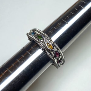 Rainbow Faceted Tourmaline Wire Wrapped Ring - SIZE 9