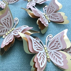 Tiny Gold Beaded Butterfly Bundles / 3D Layered Butterflies / Butterfly Decorations.