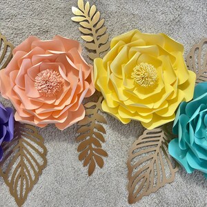 Joy set - 4 Paper Flower Set | Nursery Wall Decor | Baby Shower Decor | Wall Decor |  Paper Flowers