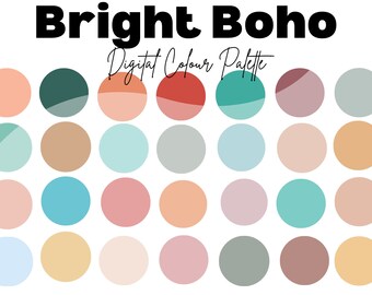 Boho Blue Color Code Digital Colour Palette - Pastel Boho Includes Hex Codes, Colour Palette ...