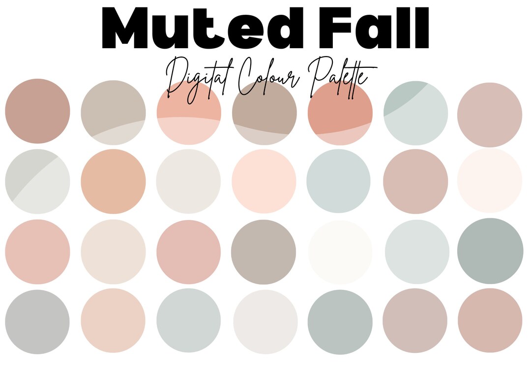 Digital Colour Palette Muted Fall Included Hex Codes, Colour Palette