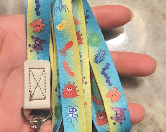 Quirky Bacteria Printed Lanyards | Durable Nylon badge holders for Microbiology Enthusiasts