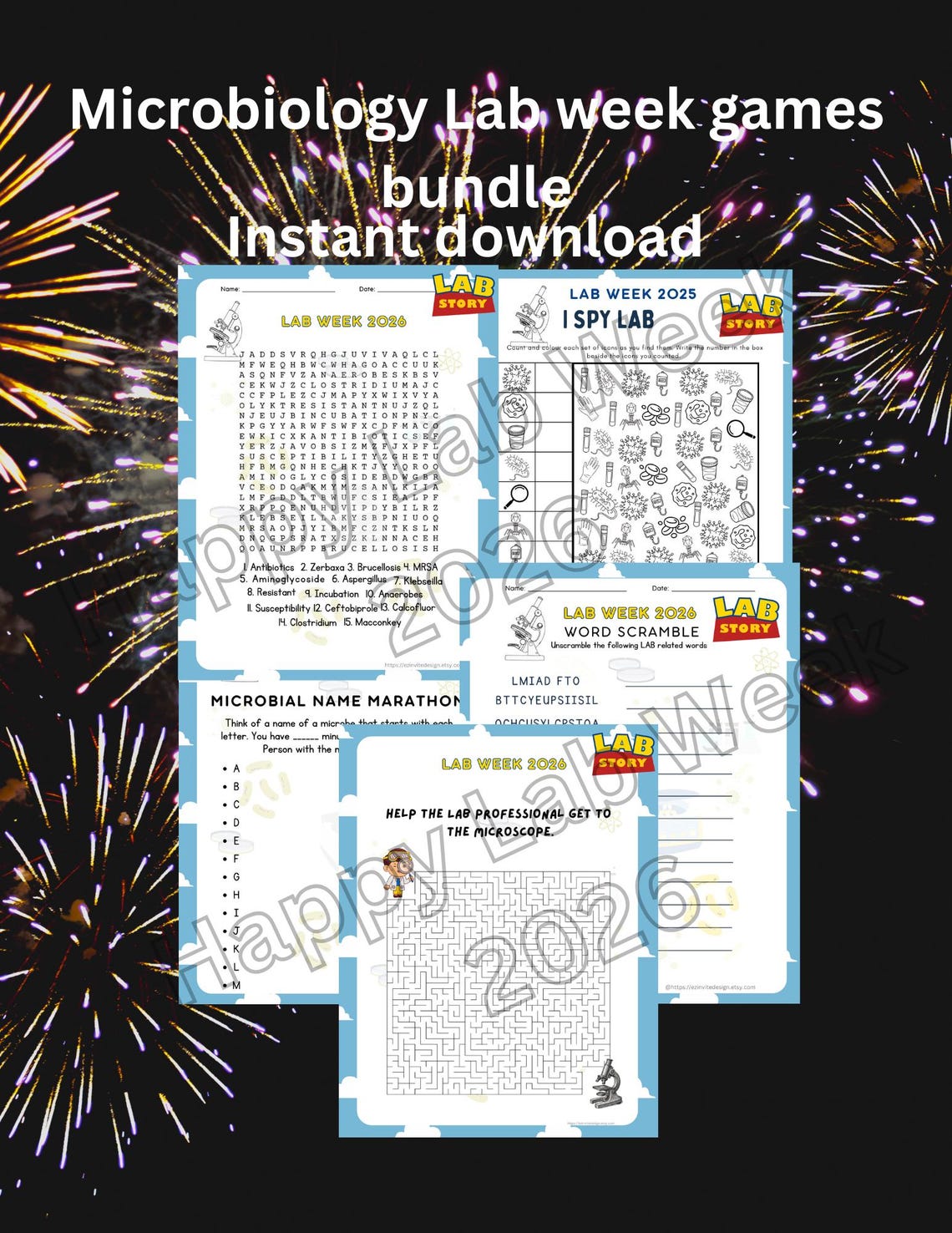 Lab Week 2026 Microbiology Printable Games Bundle, Lab Story Pdf - Etsy ...