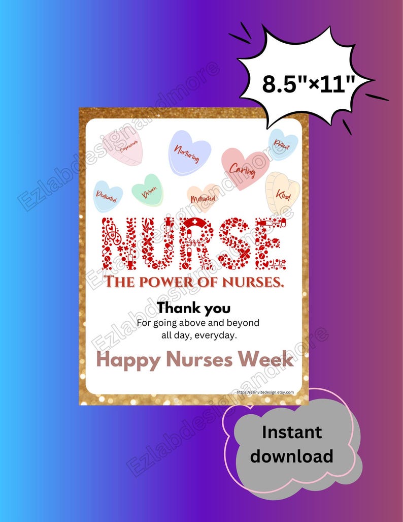 Nurses Week Digital Nurses Week Poster: Appreciation Gift (digital Download) - Etsy