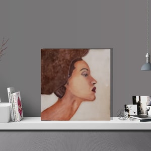 Encaustic painting, Portrait on 10&quot; x 10&quot;x7/8&quot; cradled wood panel,  wired ready to hang