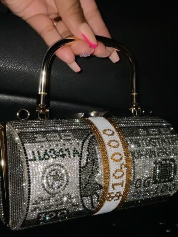 Rhinestone money clutch sale