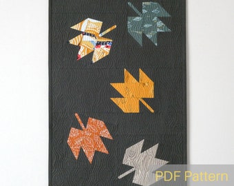 Fall Table Runner PDF Quilt Pattern, Modern Maple Leaf Table Topper in Autumn Colours, Seasonal Table Decor, Thanksgiving