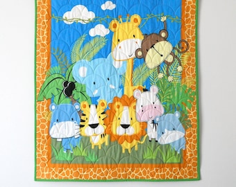 Quilted Nursery Panel Baby Blanket, Jungle Themed Panel, Ideal Baby Shower Gift