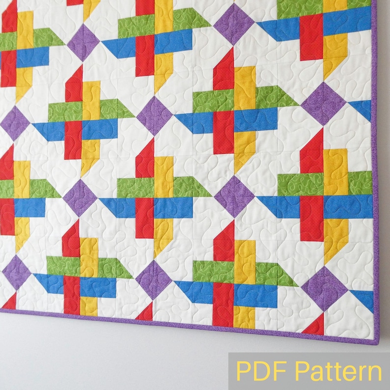 Modern Baby Quilt Pattern In Multiple Sizes, PDF Instant Digital Download image 1