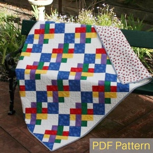 Easy Beginner Friendly PDF Baby Quilt Pattern, Modern Quilt Pattern, Woven Design, Cot or Toddler Quilt Size