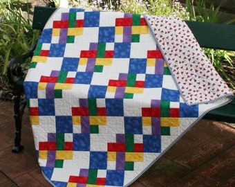 Easy Beginner Friendly PDF Baby Quilt Pattern, Modern Quilt Pattern, Woven Design, Cot or Toddler Quilt Size