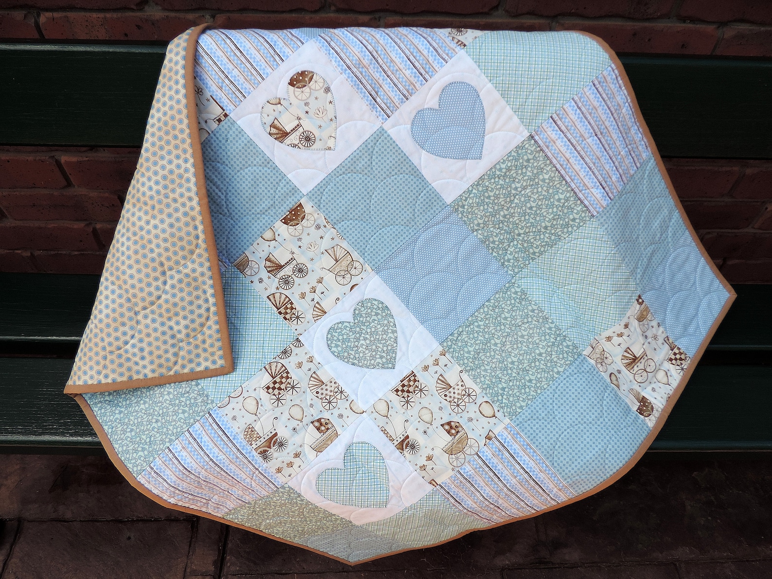 Baby Boy Quilt Simple Light Blue Baby Quilt Cot Size or Play Etsy